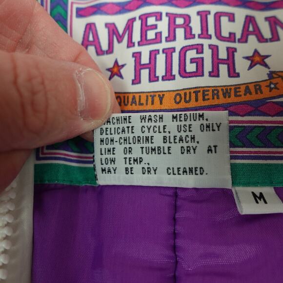 American High Snow Jacket Womens SZ M Retro 70's Colorblocked Outerwear Ski - Picture 6 of 9